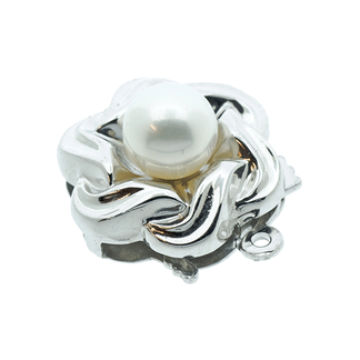 925 Collierlås med perle 15mm rhodinert