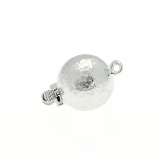 925 Collierlås kule 10 mm hamret rhodinert