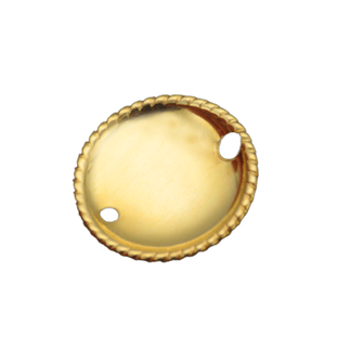 925 Løv trådkant 16 mm 2 hull forgylt